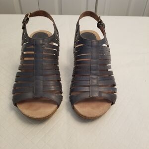Josef Seibel Women's Blue Open-Toe Leather Strappy Sandals Size 7/38